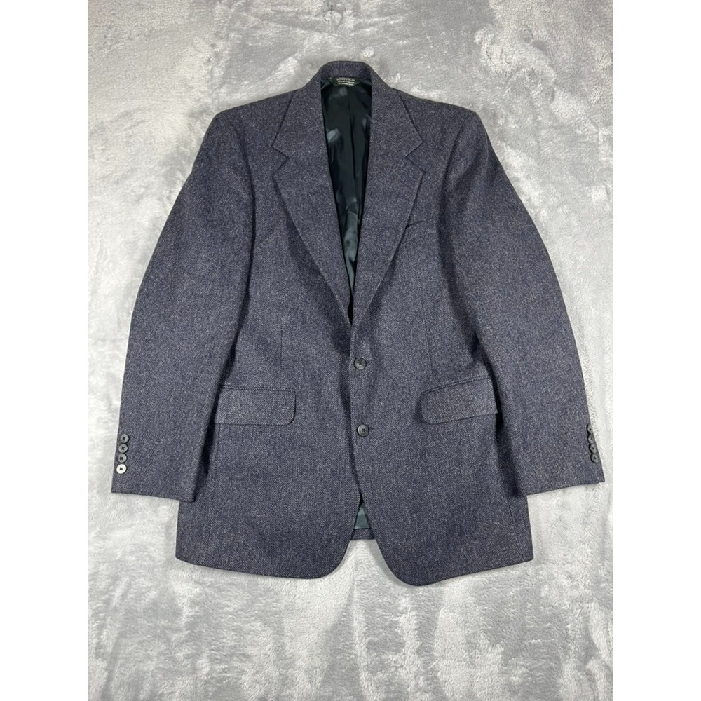 Nordstrom Broadmoor Pike Herringbone 100% Wool Sport Coat Blazer Gray 40L USA